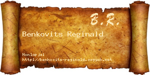 Benkovits Reginald névjegykártya